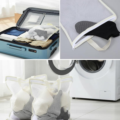 2 Pcs Small Mesh Laundry Bags for Delicates, Hanging Lingerie Wash Bags with Zipper for Washing Machine, Sock Laundry Net for Travel Home
