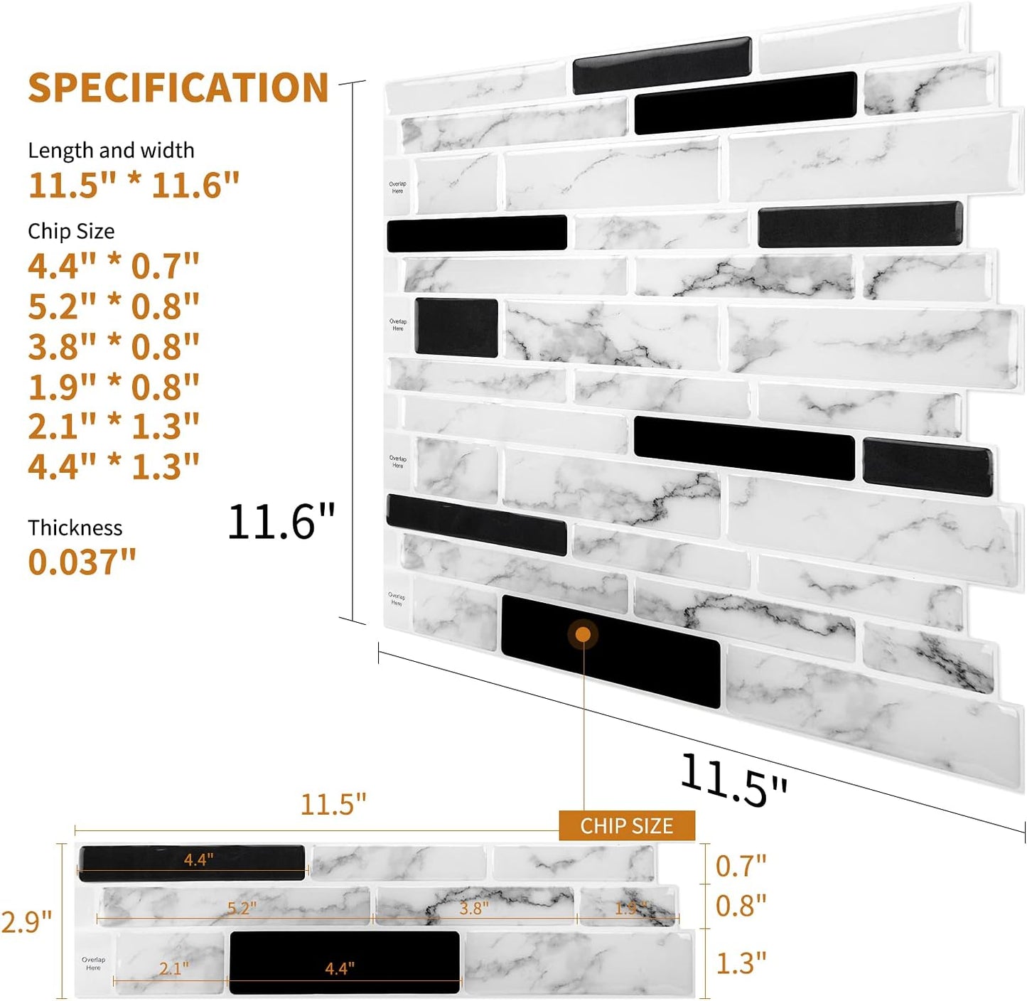 WOWSTAR 10-Sheet Peel and Stick Backsplash Tile for Kitchen Wall, Back Splash Stick On Tiles for Kitchen (12"x 12", Gray)