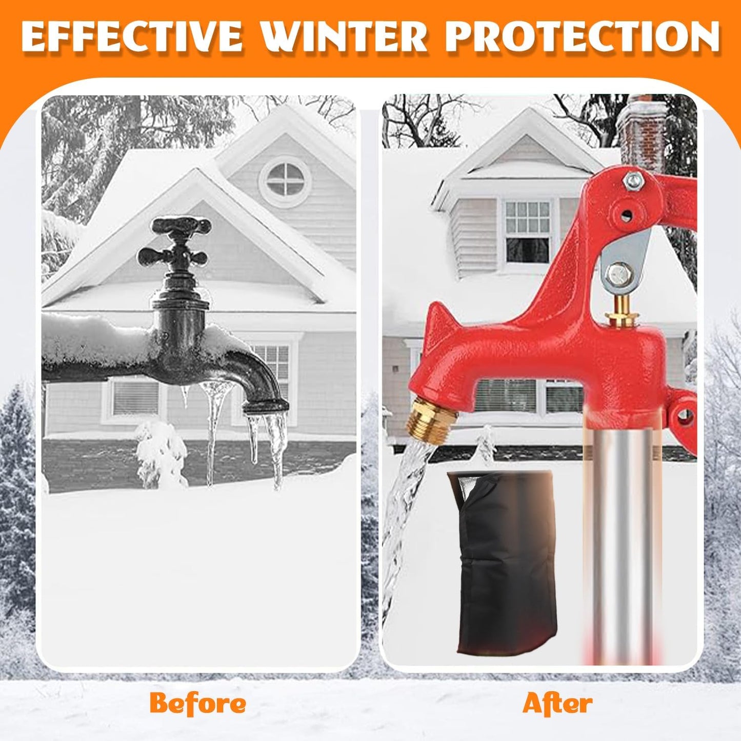 Outdoor Faucet Cover for RV Park & Yard Hydrant, 25”H x 13.5”W Long Faucet Socks Insulated Pipe Hose, Freeze and Heat Protector for Winter & Summer for Garden, Lawn, and Sprinkler Systems