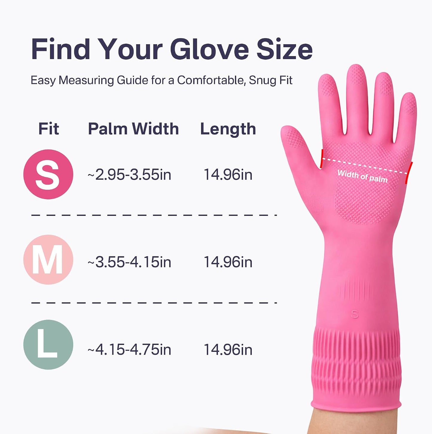 Rubber Dishwashing Gloves, Reusable Cleaning Dish Gloves for Kitchen, Long Cuff for Washing Dishes