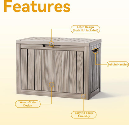 35 Gallon Waterproof Outdoor Storage Box,Deck Boxs for Outdoor and Indoor Use,Deck Storage Box for Picnic Supplies,Gardening Tools,Lockable and Easy to Install(Black)