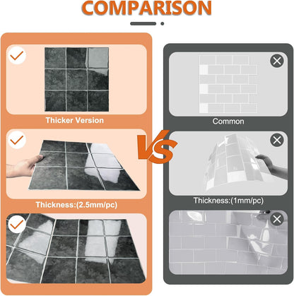 10 Sheet Thicker Peel and Stick Backsplash Tile, 12"x12" 3D Self Adhesive Square Mosaic Subway Checkered Vinyl Backsplash Stick on Wall Tiles for Bathroom, Kitchen, Living Room (10, Orange)
