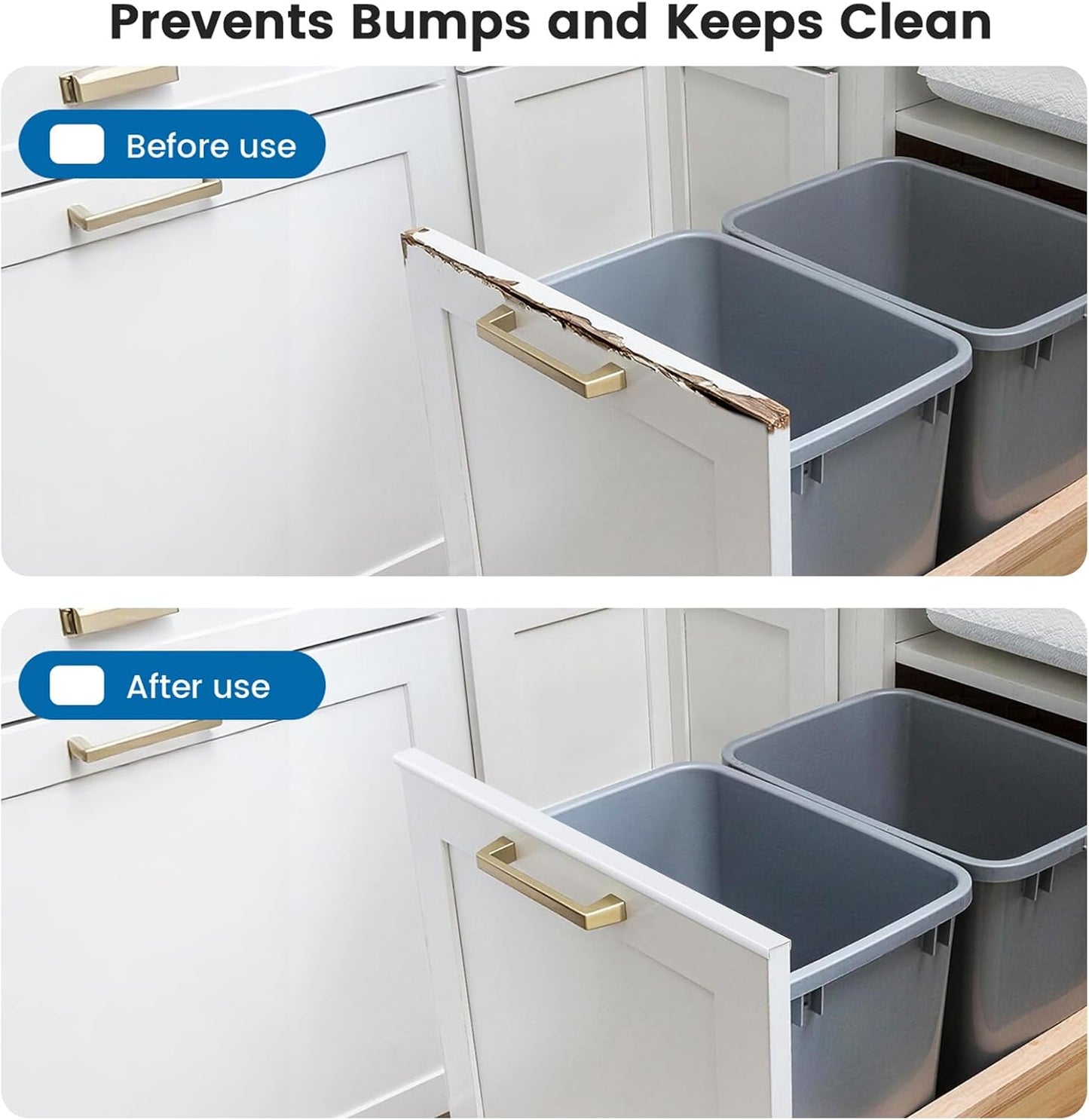 6 Pack 18" Length Cabinet Door Protector Edge Guard, 3/4" Thick Slip-On Cabinet Edge Protector, Plastic Edge Protectors for Kitchen Cabinet Trash Drawer, Clear