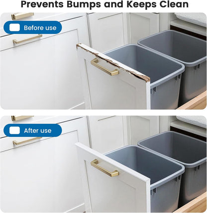 6 Pack 18" Length Cabinet Door Protector Edge Guard, 3/4" Thick Slip-On Cabinet Edge Protector, Plastic Edge Protectors for Kitchen Cabinet Trash Drawer, Clear