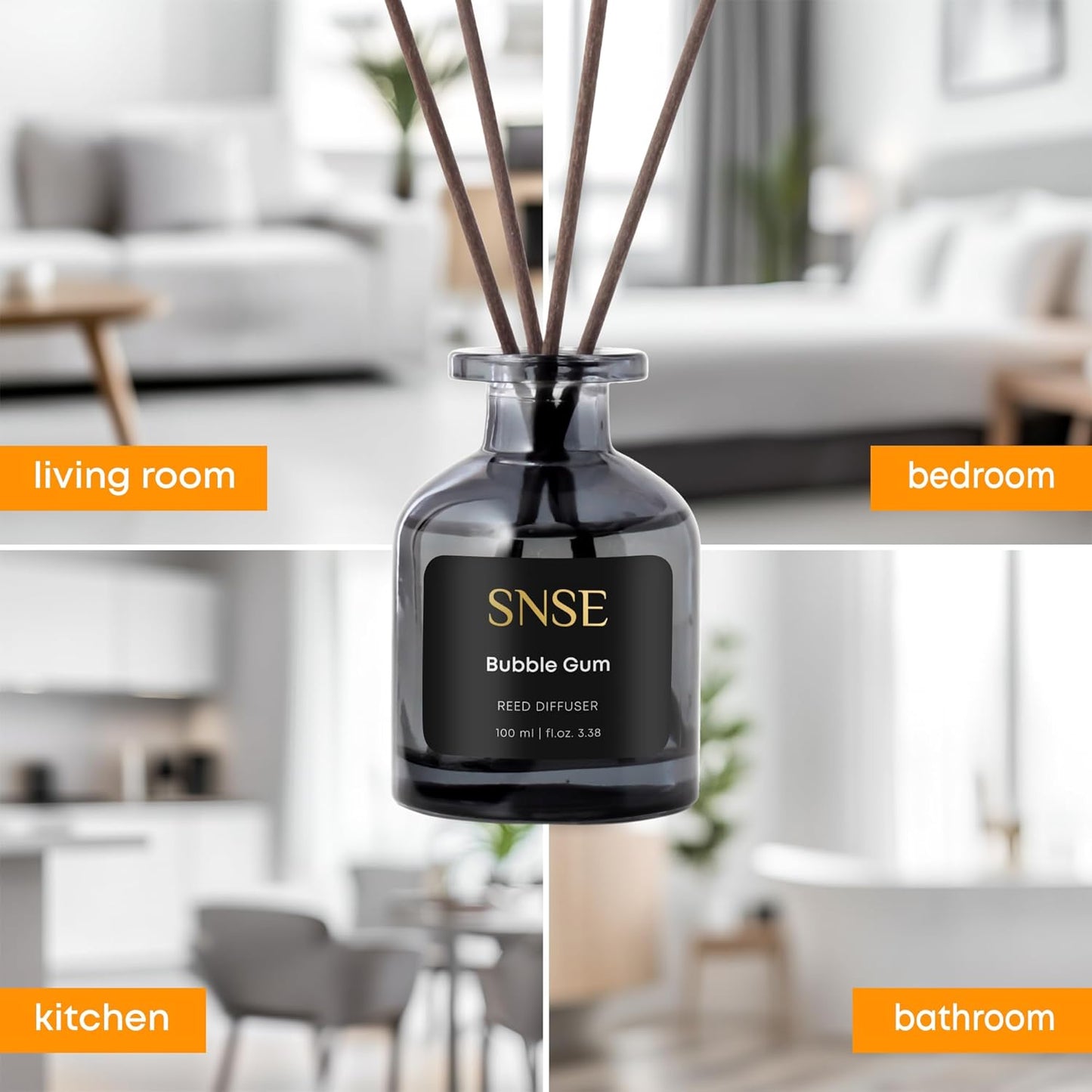 SNSE Clean Linen Reed Diffuser Set | 3.38 oz Scent Fragrance Oil Diffuser for Bedroom, Bathroom, Home Décor and Gift, Decorative Air Fresheners with Sticks