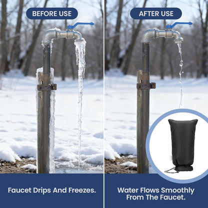 MEASUREMAN Outdoor Faucet Cover for Winter Freeze Protection 25”H x 13.19”W 3M Thinsulate Insulation Waterproof & Frost-Proof Insulated Hose Bibb Spigot Black Sock 420D Oxford Fabric Reusable