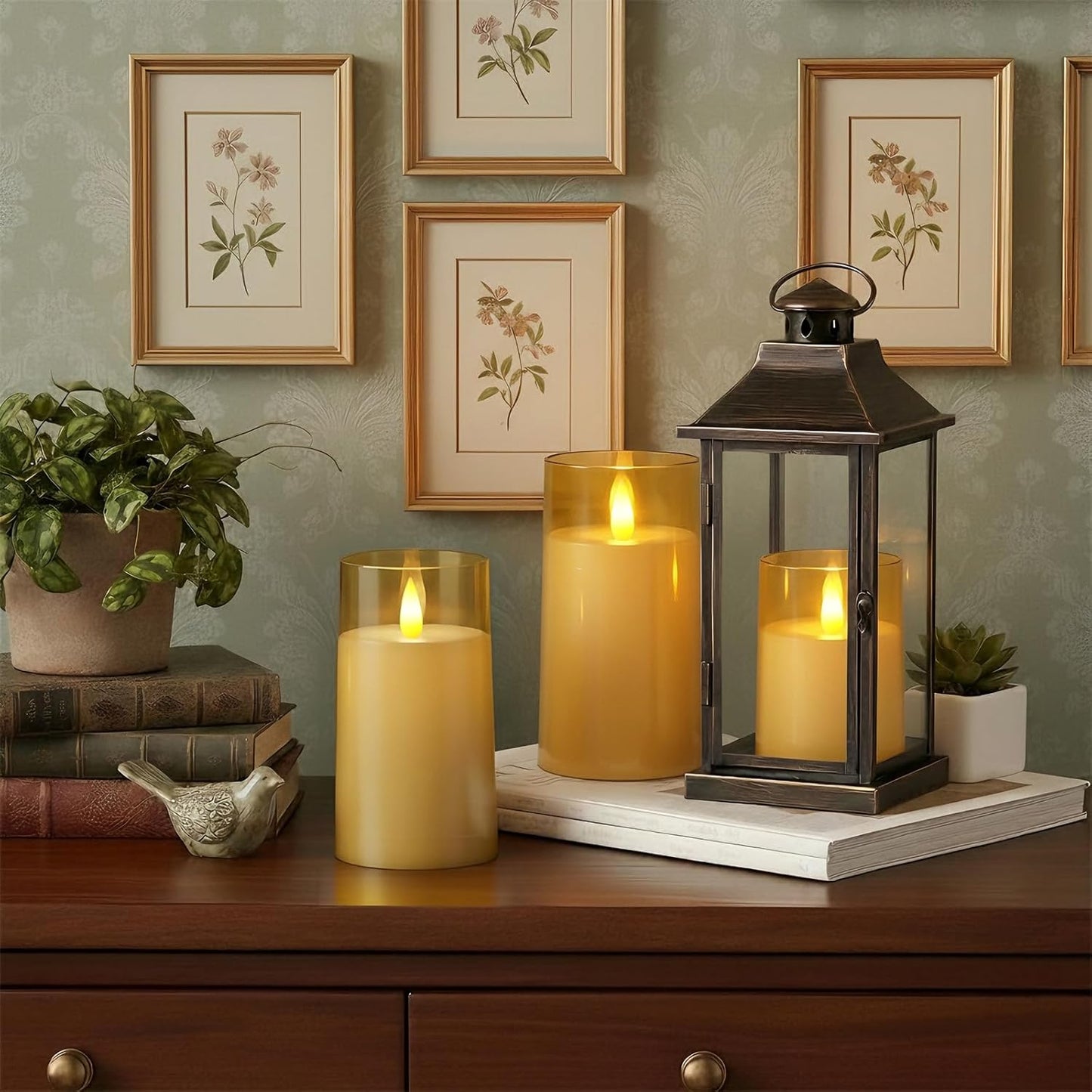 Raycare Flameless Electronic Pillar Candles with Remote Control and Timer- Battery Operated Realistic Flickering LED Fake Candle for Home, Wedding, Valentine's Day, Decor,White,Set of 2(3"x6"6")