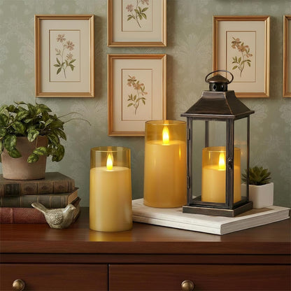 Raycare Flameless Electronic Pillar Candles with Remote Control and Timer- Battery Operated Realistic Flickering LED Fake Candle for Home, Wedding, Valentine's Day, Decor,White,Set of 2(3"x6"6")