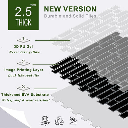 STICKGOO Thicker Design Peel and Stick, Self Adhesive Stick On Tile Backsplash for Kitchen and Bathroom, Beige & White, 12”×12”, 10 Sheets