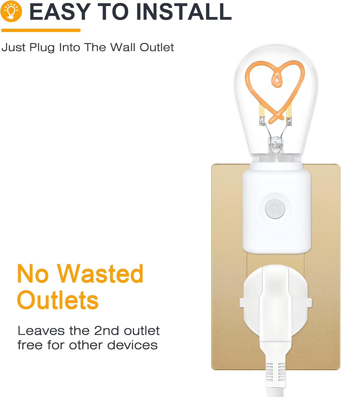 LED Motion Sensor Night Light, [1 Pack] Motion Activated Night Light, 2200K Amber, Adjustable Brightness, Motion Sensor Light Indoor Plug in for Nursery, Kids, Bedroom, Bathroom Nightlight
