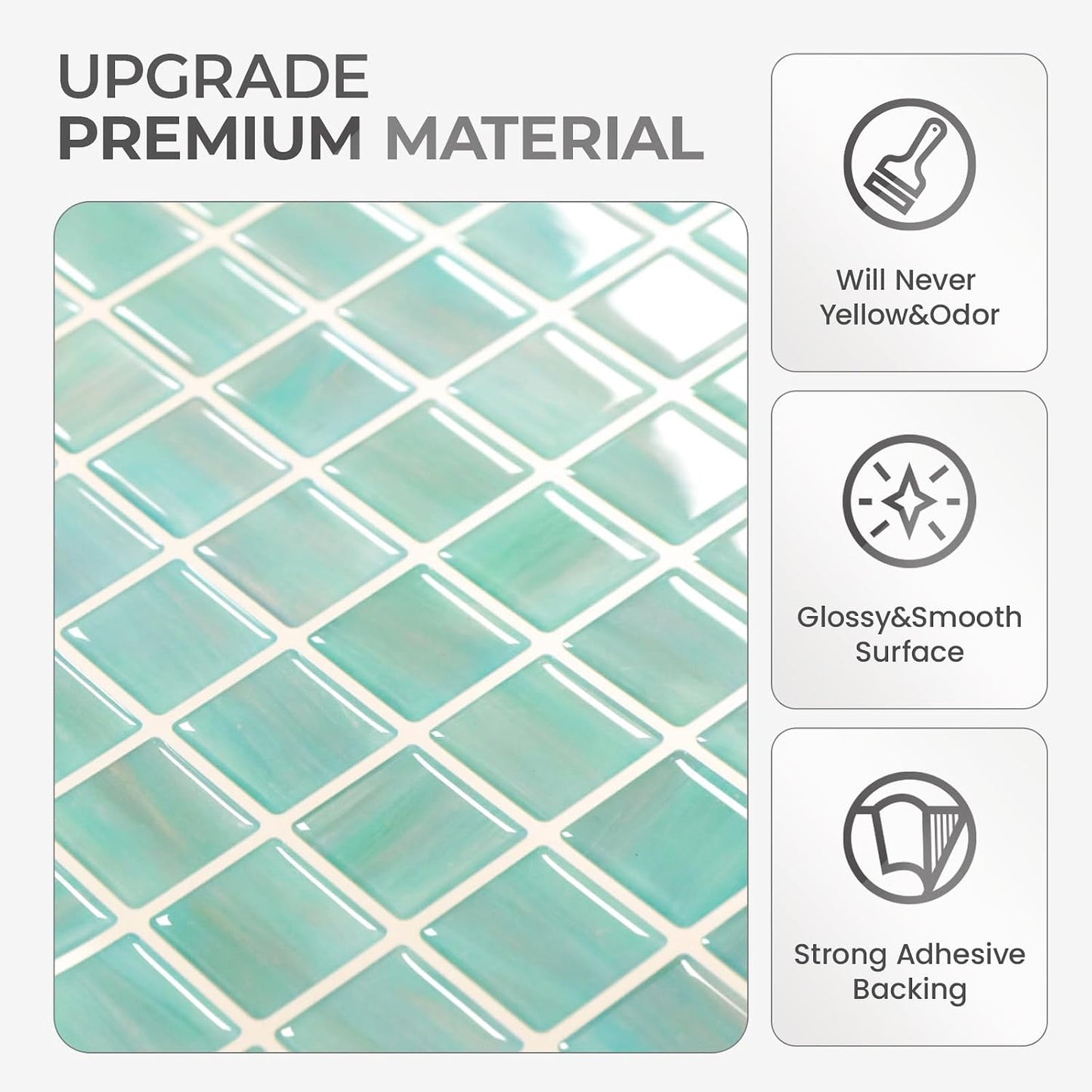5 Sheets Peel and Stick Backsplash, Self Adhesive Wall Tiles, 3D Adhesive Tile Backsplash, 12"x12"Premium Self Adhesive Wall Tiles Peel and Stickfor Kitchen, Bathroom, RV(Spring Moss)