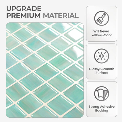 5 Sheets Peel and Stick Backsplash, Self Adhesive Wall Tiles, 3D Adhesive Tile Backsplash, 12"x12"Premium Self Adhesive Wall Tiles Peel and Stickfor Kitchen, Bathroom, RV(Spring Moss)