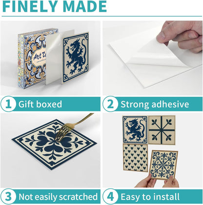 Peel and Stick Backsplash Tile Sticker for Kitchen and Bathroom Walls - 24 Removable 5.9"x5.9" Tiles, Waterproof