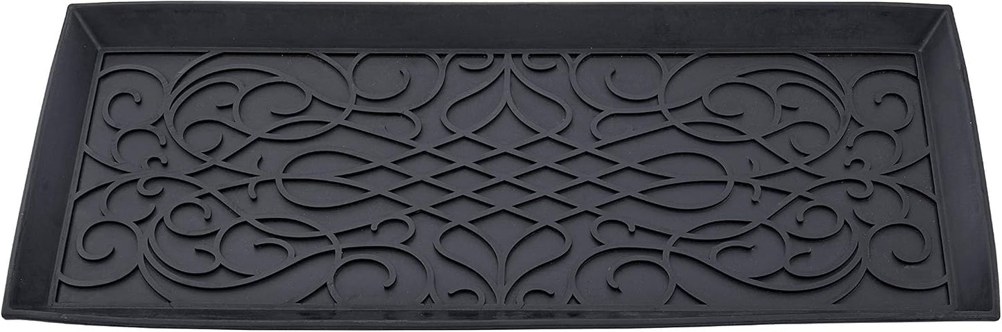 Superio Rubber Boot & Shoe Tray, 34 x 14 x 2 Rectangle, Heavy Duty, Protects Floors from Water and Dirt, Waterproof for All Weather Indoor Outdoor Use, Black (2)