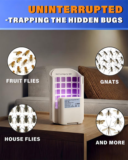 TEVARA Cordless Flying Insect Trap Refills, 5 Cartridges, Original Super Sticky Cards, High Efficiently Stick Fruit Flies, Gnats, Moths and Houseflies (10 Cartridges)