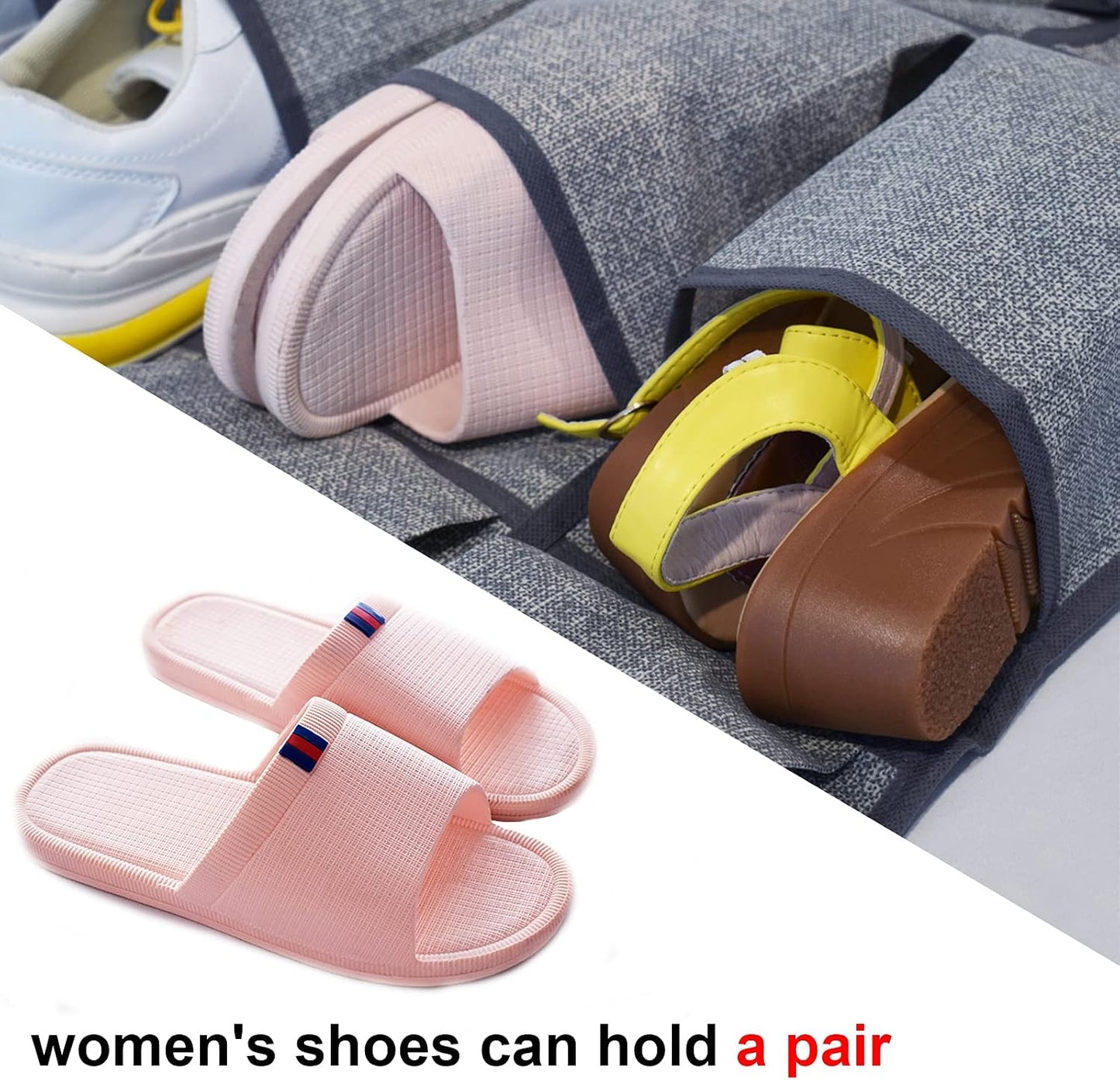 homyfort Over the Door Shoe Organizer, Hanging Shoe Rack Storage Holder with 24 Large Pockets for Closet Door, Men Women Kids Shoes, Cruise (Black)