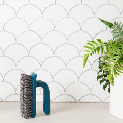 Full Circle Clean Ocean, Heavy Duty Dish Brush, Tough Bristles and Built-in Scraper, Perfect for Cast Iron, Sustainably Made 100% From Recycled Ghost Fishing Nets