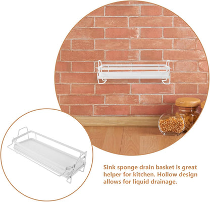 TOYANDONA Wall Mounted Kitchen Shelf Organizer for Sponge and Spice Rack, Stainless Steel No Drilling Draining Storage Rack for Kitchen Sink Cleaning Cloth Holder