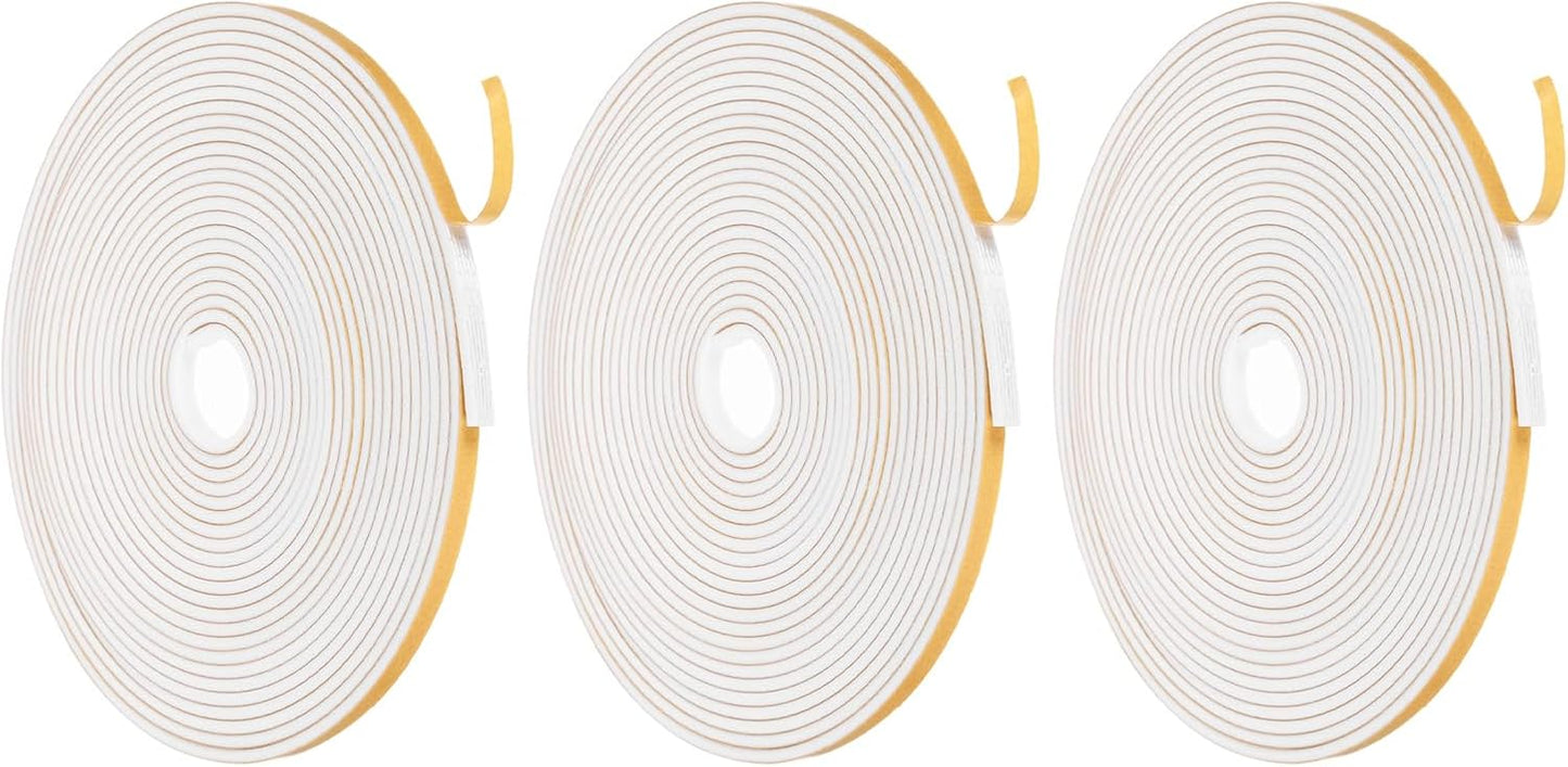 MECCANIXITY Weather Door Seal Strip Tape, Door Insulation Stripping Single Side Strong Self Adhesive Foam Tape Gap Filler for Door, Window, 1/4 Inch x 1/16 Inch x 32 Feet White 2 Pack