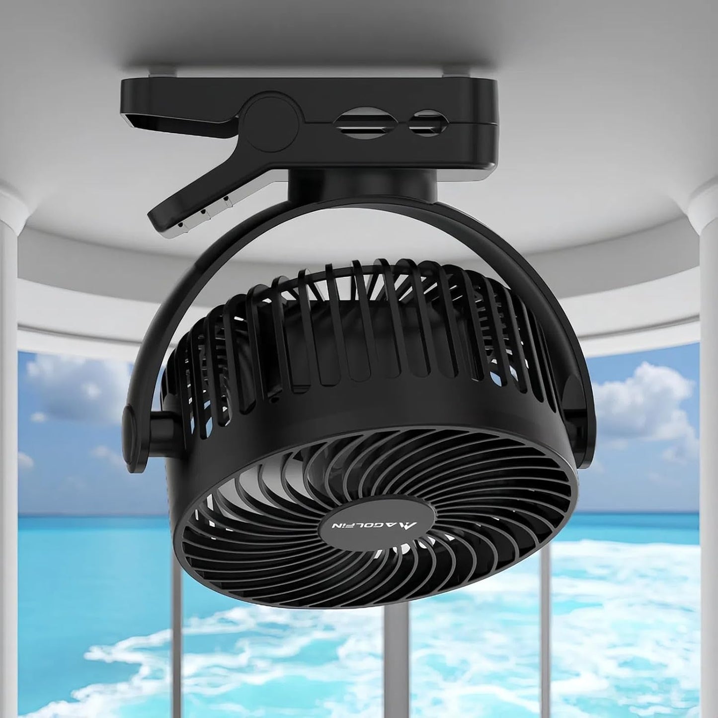 Magnetic Cruise Ship Approved Fan, 12000mAh Battery Operated Clip on Fan with 3 Speeds, LED Lantern, Timer, Magnetically Sticks on Cabin Ceilings and Walls, Cruise Essentials 2026