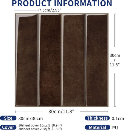 MORCART Peel and Stick Backsplash, 10 Sheets of 11.8"x11.8" - 3D Adhesive Waterproof Wall Tiles for Kitchen, Bathroom, Living Room, Subway Tiles, Gray-Apricot