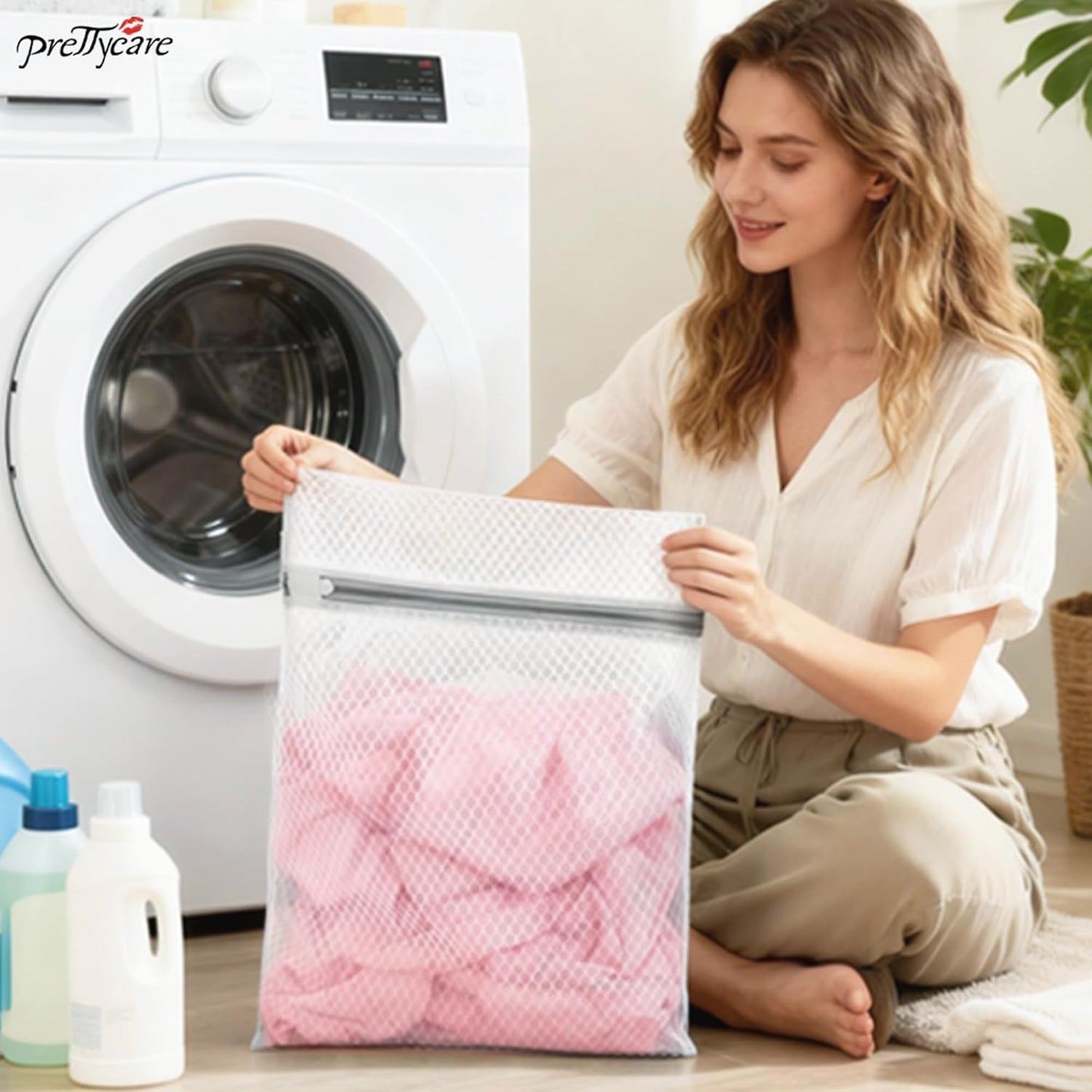 PrettyCare 3 Large (16x19inch) Mesh Laundry Bags for Delicates, Durable Honeycomb Wash Bags with Premium Zippers - Laundry Essentials Mesh Bags for Lingerie, Bras, Socks, Sweater, Travel & Organizing