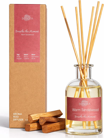 Natural Reed Diffuser Set, Fresh Lemon 3.52 oz (100ml) Scented Diffuser with Sticks Home Fragrance Reed Diffuser for Bathroom Shelf Decor, Ideal Gift for Woman