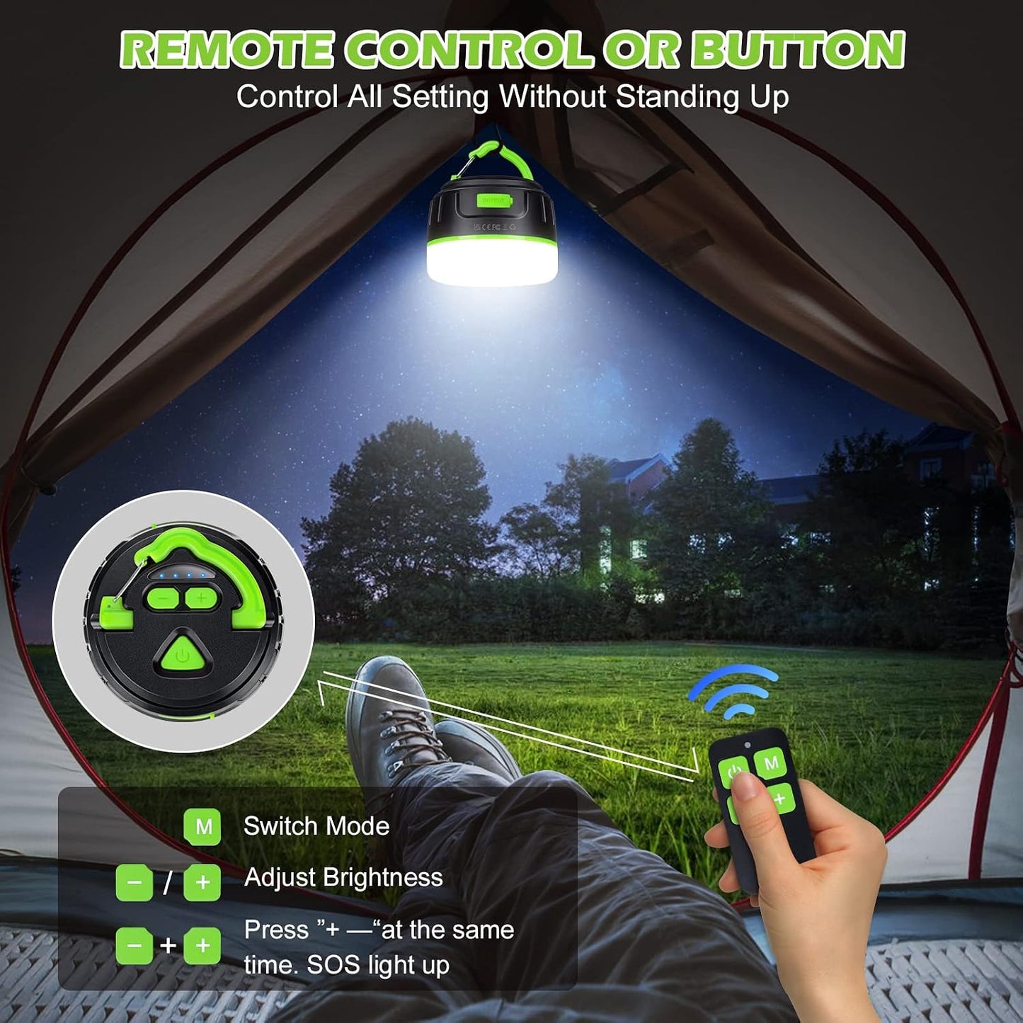 Yonktoo Camping Lantern Rechargeable, 300H Runtime, 6400mAh, IPX5 Waterproof Tent Light for Camping, Hiking, Power Outages, Home, Emergency - Standard Edition,Orange