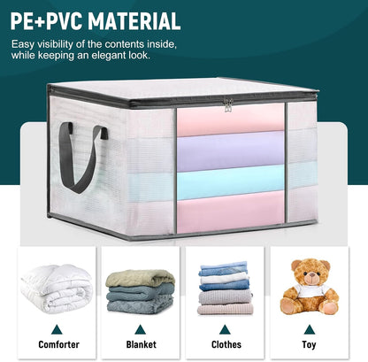 2 Pack Under Bed Storage Containers Bins, Humid-Proof Plastic Underbed Storage Bins, Clothes Storage and Organization Bags, Under the Bed Blanket Storage with Handles for Clothes, Bedroom