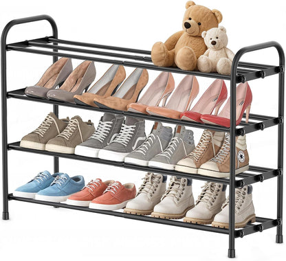 INSMART 3-Tier Expandable Shoe Rack, Stackable and Adjustable Shoes Organizer Storage Shelf, Sturdy and Durable Metal Structure Free Standing Shoe Rack for Closet Entryway Doorway