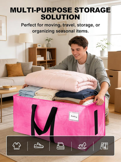 HOMESURE Supports 200lbs Heavy Duty Moving Bags - Strong Zipper & Wrap-Around Handles - Water-Resistant Storage Totes, Durable Alternative to Moving Boxes - 8 Pack - Semi-Transparent
