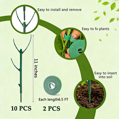 10PCS Monstera Plant Support, Stackable Plant Stakes for Indoor Plants, Plant Sticks Support Tall for Climbing Potted Plants