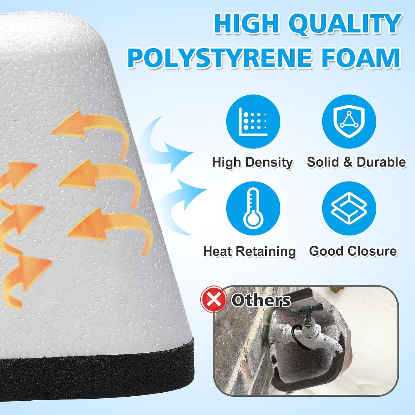 Outdoor Faucet Covers for Winter, Easy to Install Insulated Foam Protector Against Freeze for Outside Faucet Water Spigot Garden Hose Bib, Resuable, 2 Pcs