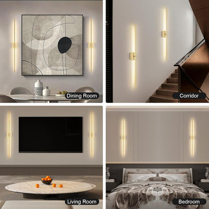 Battery Operated Wall Sconce Set of Two with Remote Control, 3000K-6000K Dimmable Black Wall Lights, Timable LED Wireless Wall Sconces, 350° Ratate for Bathroom, Living Room, Hallway 29.1 Inch