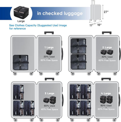 Grand Fusion Stow-N-Go Hanging Travel Shelves, Packing Organizer for Luggage. Carry on Closet for Suitcase. Expandable Packing Cube. Travel Essentials. (Black - L, L = (L) 11.8" x (W) 11.8")