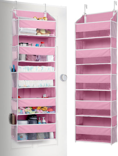 ULG Over the Door Organizer, 5-Tier Extra Large Hanging Storage with 10 Mesh Pockets, 100 lbs Capacity, Heavy Duty Door Organizer for Closet, Bedroom, Nursery Storage, Beige