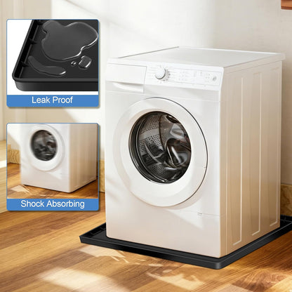 ToLanbbt 27" x 27" Washing Machine Drain Pan Mat, Soft Silicone Washer Drip Tray with 0.78" Raised Edge, Water-Proof Anti-Vibration Leak-Proof Floor Protector for Under Washer, Dryer, Fridge (Gray)