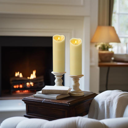Amagic IP65 Waterproof Outdoor Flameless Candles with Remote, LED Candles Battery Operated with Timer, Flickering Fake Pillar Candle for Outside Patio Yard Decor, Ivory, Set of 5, D3 X H4 5" 6" 8" 8"