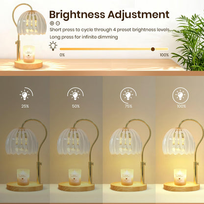 Candle Warmer Lamp with Timer & Dimmer, Electric Candle Lamp Warmer with 2 Bulbs for Scented Candle, Home Decor Gift for Her, Mother’s Day Gift (Milk Tea)