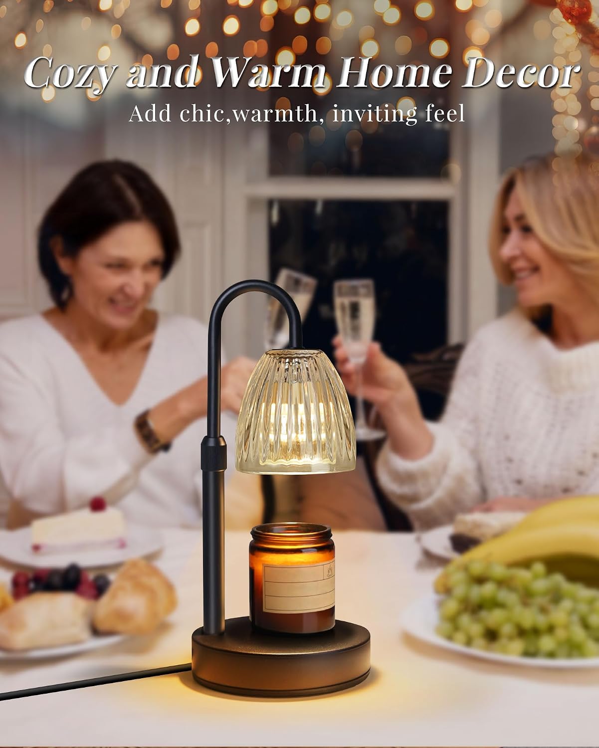 Candle Warmer Lamp with Timer Dimmer Adjustable Height, Mothers Day Gifts for Mom, Birthday Gifts for Women, House Warming New Home Decor, Electric Wax Warmer for Jar Candles, Gold