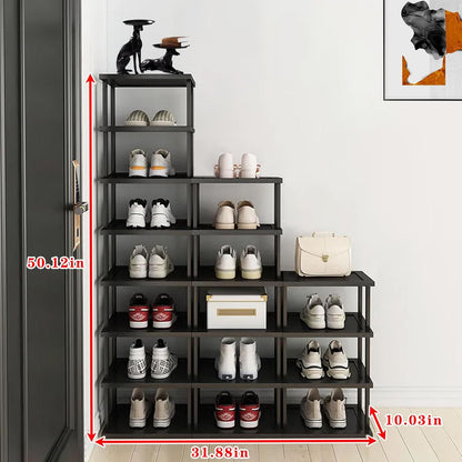 Vertical Shoe Rack - Tall Narrow Shoe Rack Organizer for Small Spaces,5 Tier Bamboo Shoen Shelf for Entryway,Closet,Corner,Doorway,Skinny Shoe Shelf Space Saving Shoe Storage,Free Stackable DIY