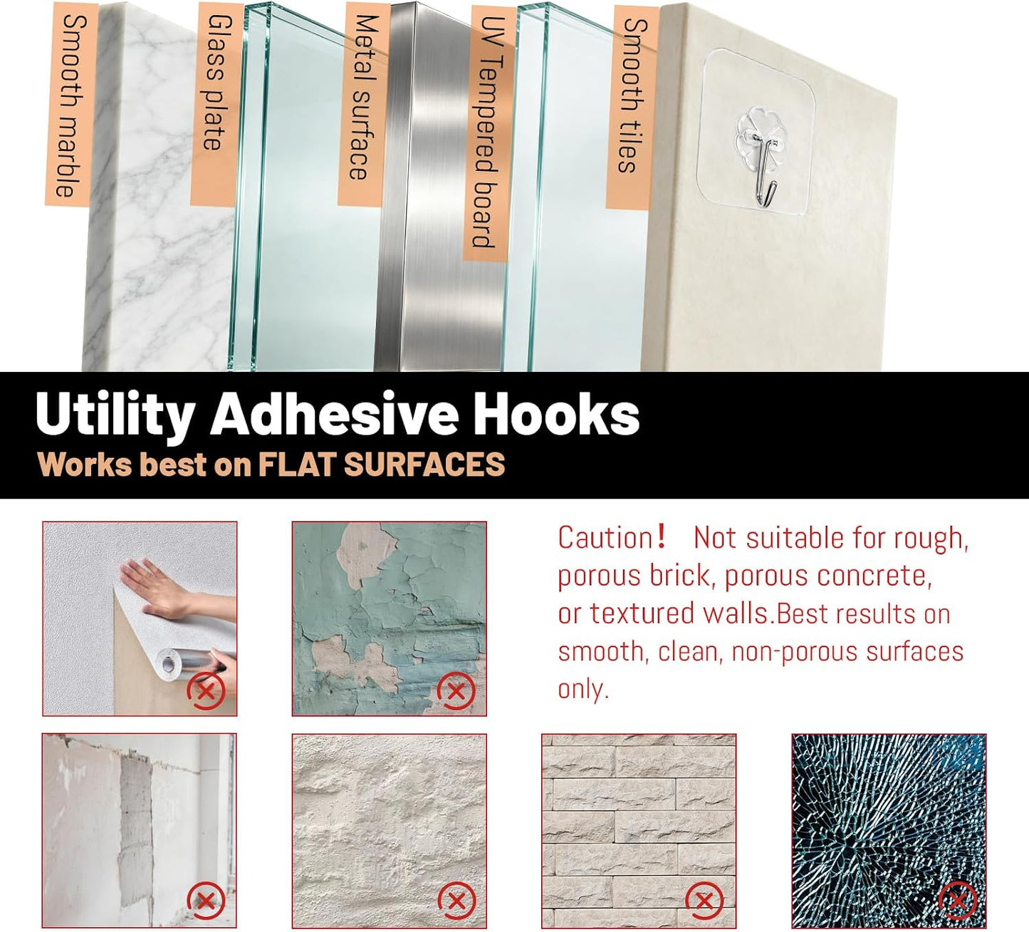 Heavy Duty Adhesive Hooks 33lb, Transparent Waterproof Removable, Damage-Free No Trace Wall Hooks for Towels Robes Keys, for Kitchen Bathroom Shower Outdoor, 20 Pack