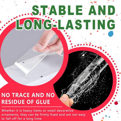 Nano Tape, Double Sided Tape, Removable Wall Tape for Hanging Picture, Poster, Carpet, Wall/Car/Home Mounting Strips, No Residue Clear Adhesive (4PCS)