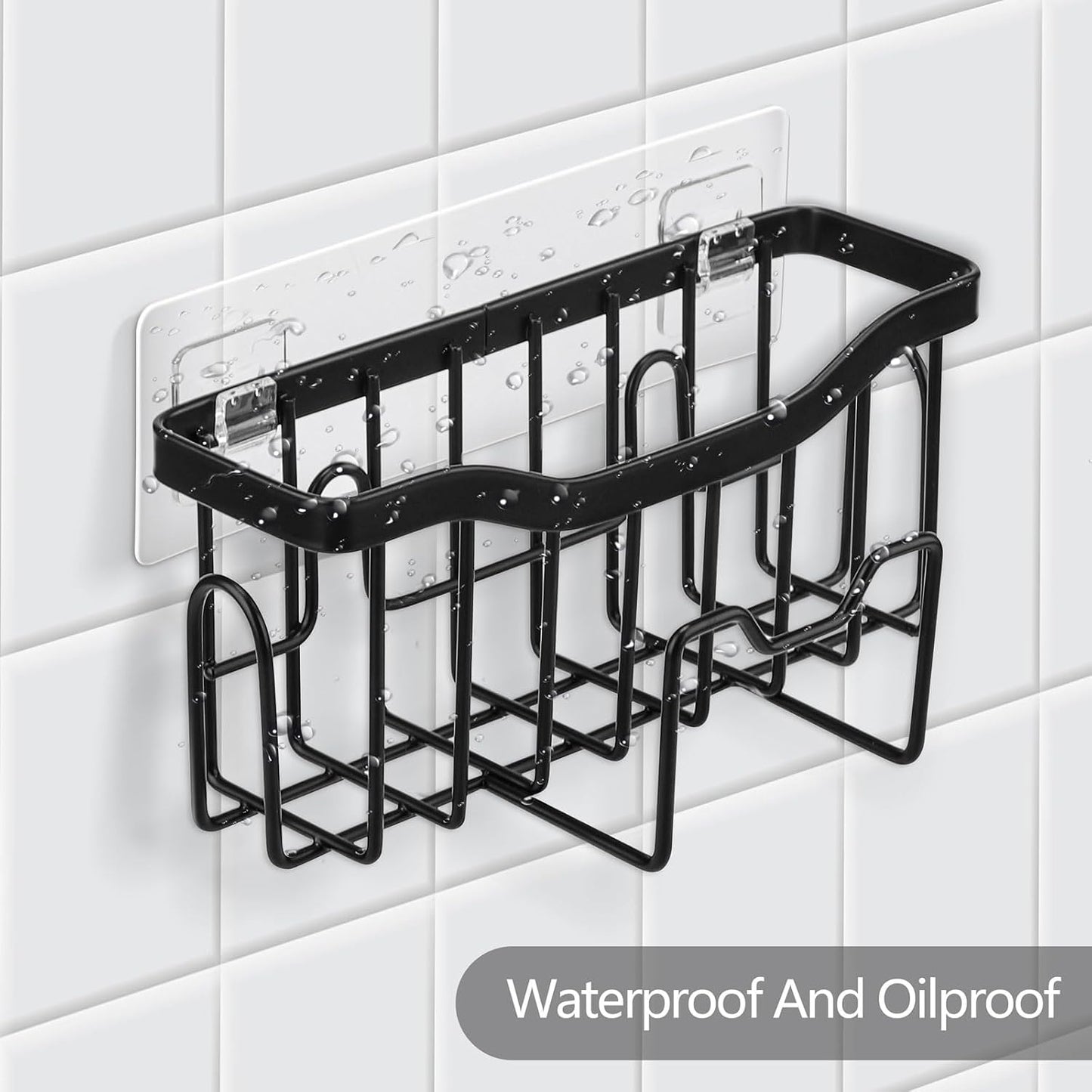 MURLONG Adhesive Hooks for Sink Caddy,Replacement Adhesive Hooks for Sponge Holder,Kitchen Sink Caddy Hook,No Drilling,Adhesive Strip Kitchen Hooks Strong -2 Packs, Clear