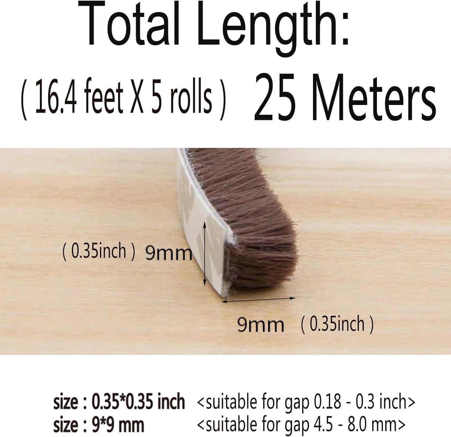 Self-Adhesive Pile Weather Stripping Seal for Sliding Windows and Door Frames, 16.5ft x 11/32 inch, Grey