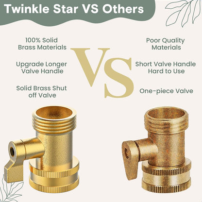 Twinkle Star Heavy-Duty Brass Adjustable Twist Hose Nozzle, 2 Pcs | 3/4” GHT Brass Garden Hose Nozzle, Adjustable Water Flow