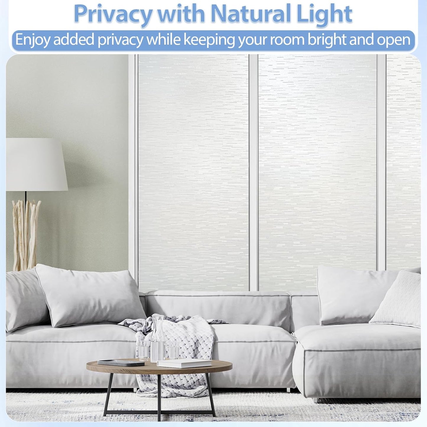 GTJ Frosted Window Privacy Film, Static Cling No Glue Removable Reusable, UV Blocking Glare & Heat Reduction, for Bathroom Glass Door Home Office, 17.5" x 78.7"in
