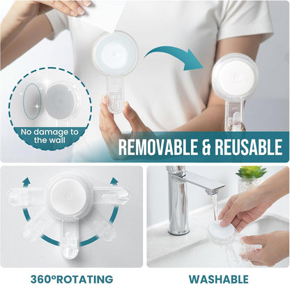 TAILI Suction Cup Razor Holder in Shower 2 Pack, Towel, Loofah, Shaver Holder for Bathroom Wall, Powerful Suction Cup Shower Hooks, Easy to Install and Reuse, White