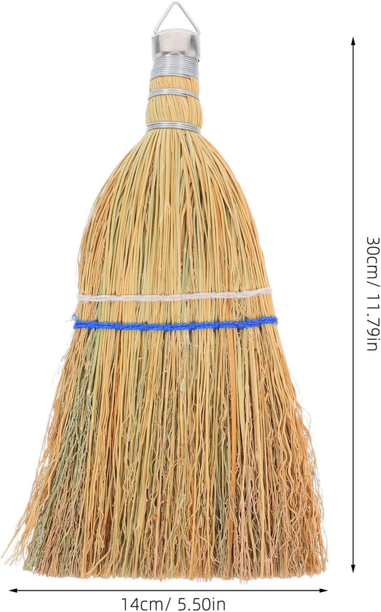 Outdoor Heavy Duty Patio Broom with Hanging Loop, Handheld Leaf and Garage Sweeping Brush for Courtyard and Concrete Cleaning