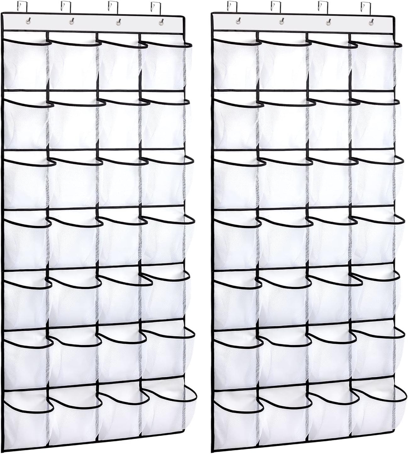 REGELETO 28 Large Pocket Over the Door Shoe Organzier, Hanging Shoe Rack for Door Large Capacity Shoe Organizer Holder with 4 Metal Hooks.